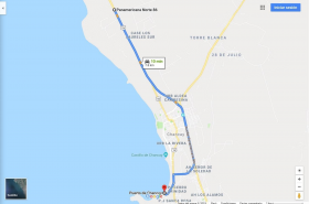  Vista GPS de la distancia con el mega puerto de Chancay.